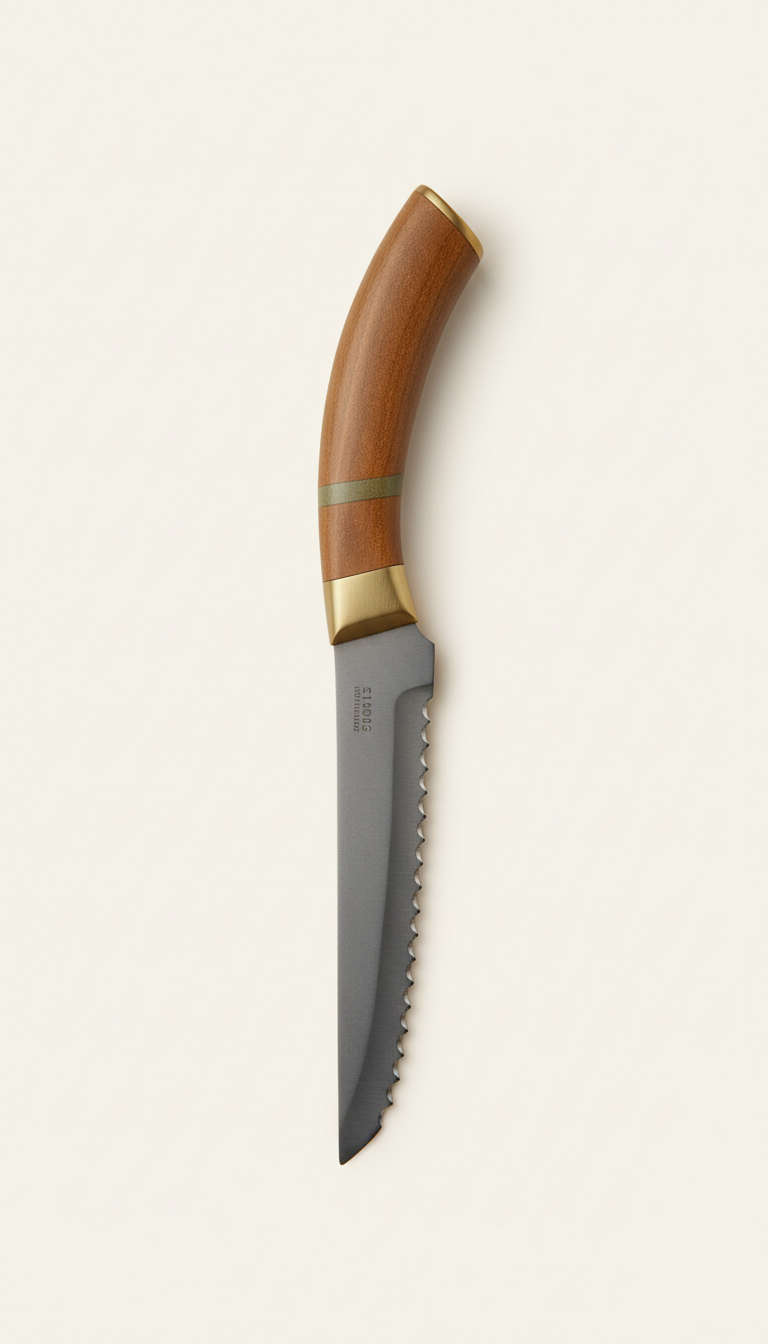 Ergonomic bread knife with serrated edge