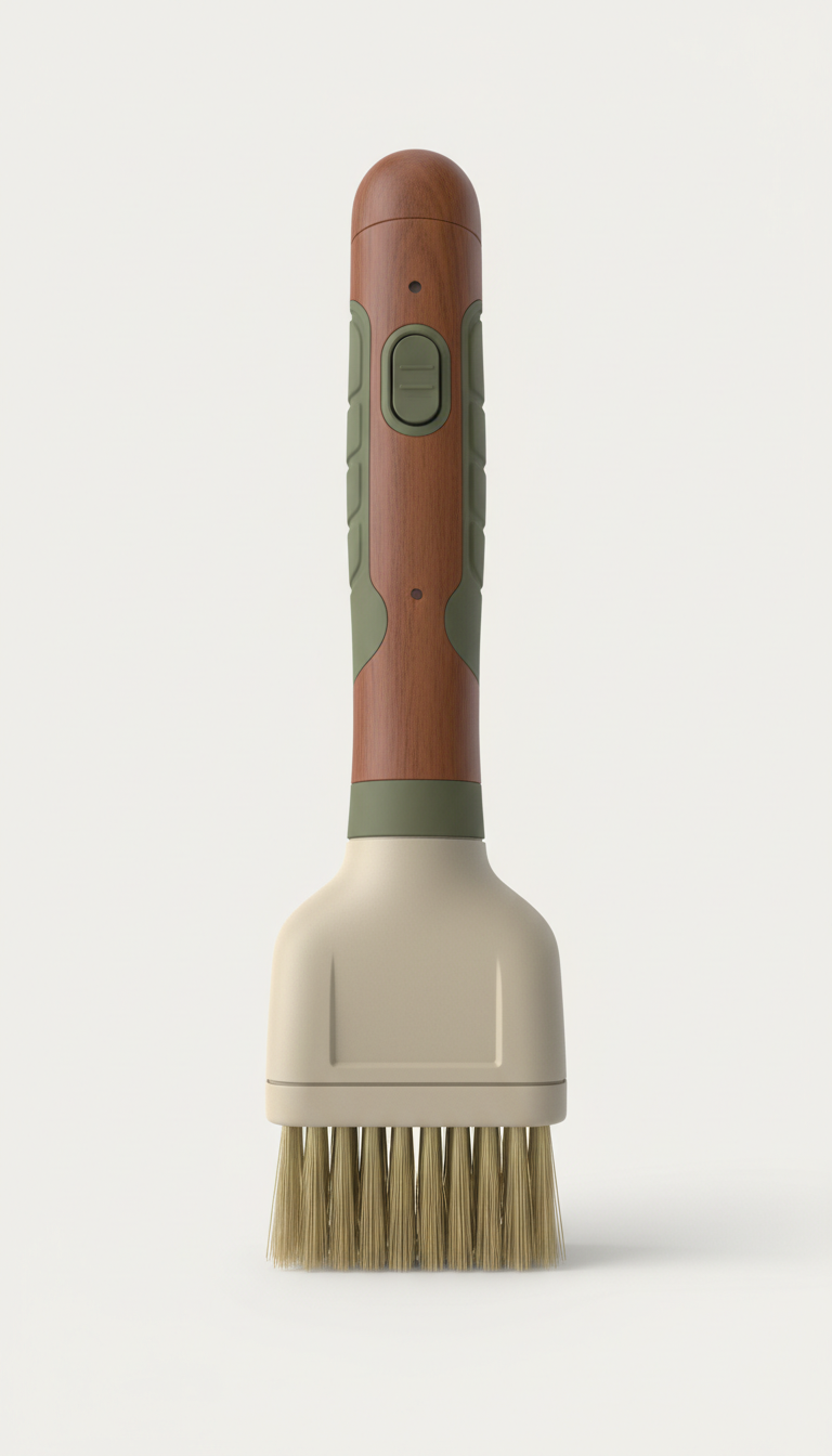 Electric BBQ brush with silicone bristles